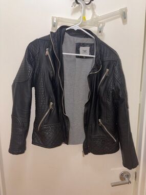 YMI Black Faux Leather Jacket with Silver Hardware